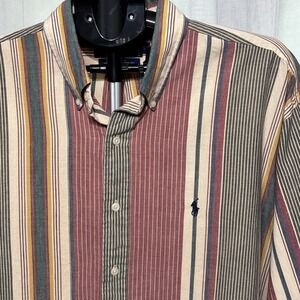 Ralph Lauren Polo Men's Button Down Shirt Sz LXL Multi Colored Blue Horse Y2K